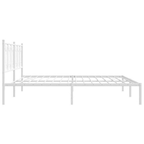Metal Bed Frame without Mattress with Headboard White 76"x79.9" A949-376183