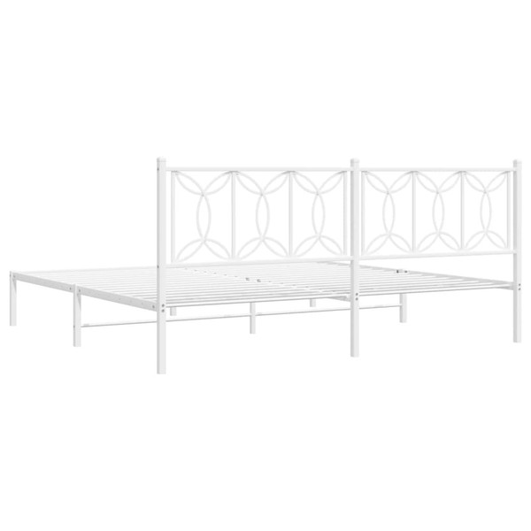 Metal Bed Frame without Mattress with Headboard White 76"x79.9" A949-376183