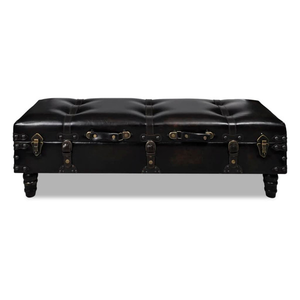 Storage Bench 43.7" Dark Brown Solid Wood Pine&Faux Leather A949-345710