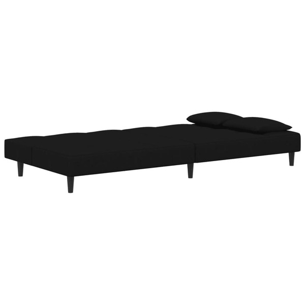 2-Seater Sofa Bed with Two Pillows Black Velvet A949-375812