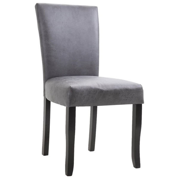 Dining Chairs 2 pcs Gray Faux Suede Leather A949-249292