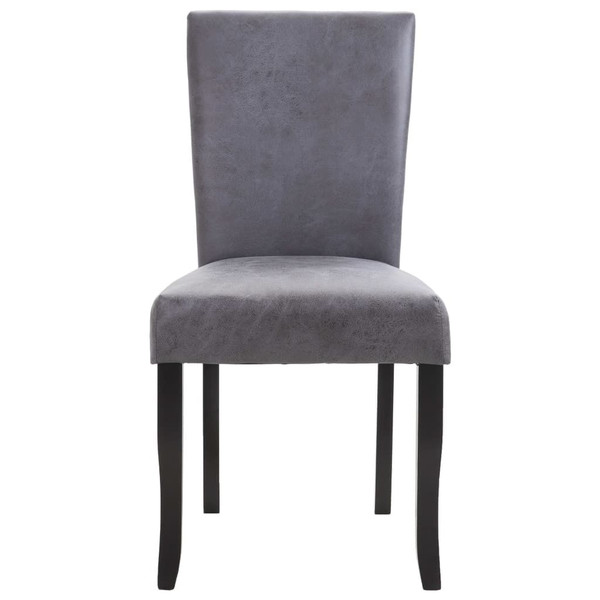 Dining Chairs 2 pcs Gray Faux Suede Leather A949-249292