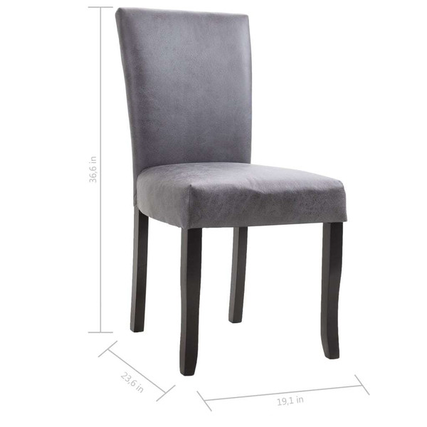 Dining Chairs 2 pcs Gray Faux Suede Leather A949-249292