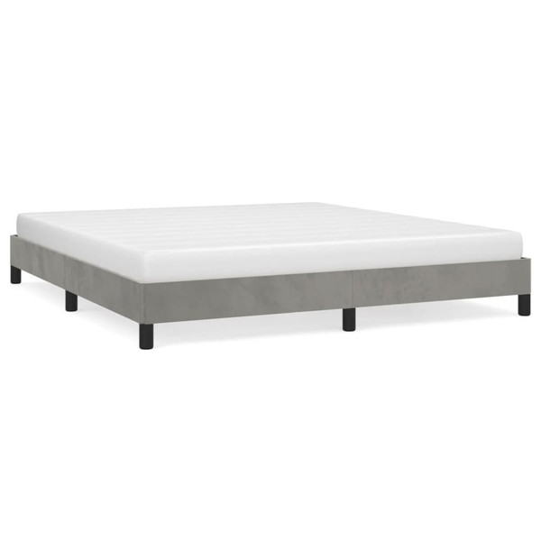 Bed Frame without Mattress Light Gray 76"x79.9" King Velvet A949-347012