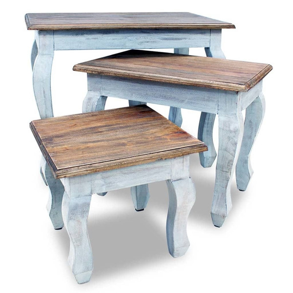 Nesting Table Set 3 Pieces Solid Mahogany Wood A949-244505