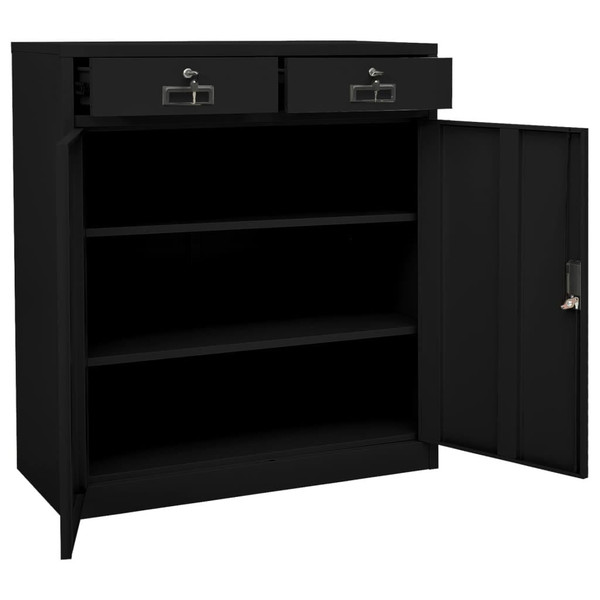 Office Cabinet Black 35.4"x15.7"x40.2" Steel A949-336411