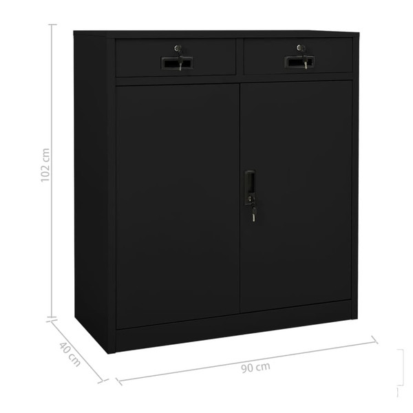Office Cabinet Black 35.4"x15.7"x40.2" Steel A949-336411
