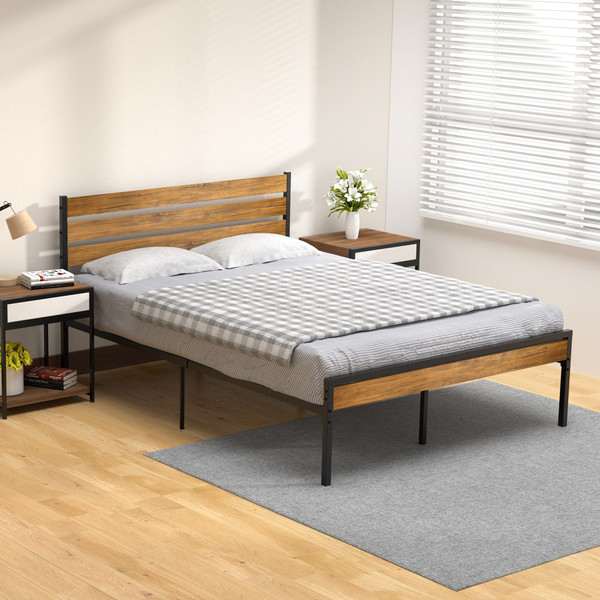 US IDEALHOUSE Queen Size Bed Frame with Wood Headboard K484-PHO_0QLVUK86_US