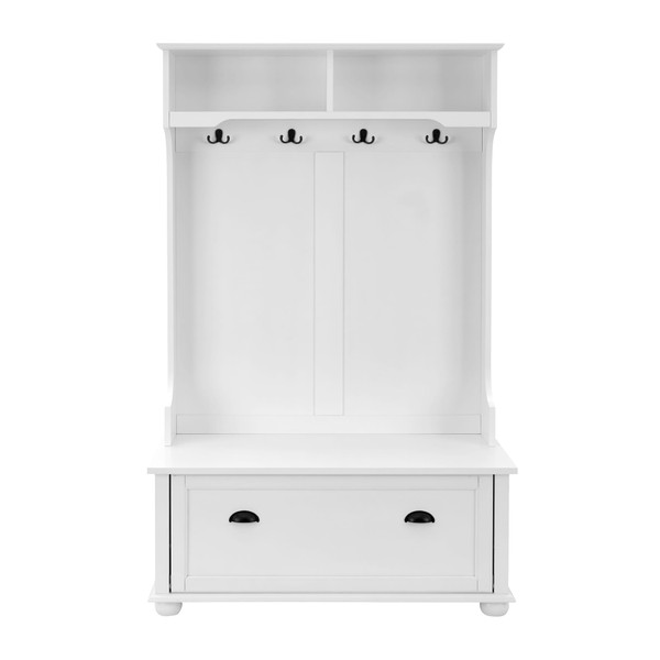 US Entryway Hall Tree With Storage Bench Open Shelves Coat Rack Hooks Shoe Cabinet For Hallway Entr K484-PHO_123II15W_US