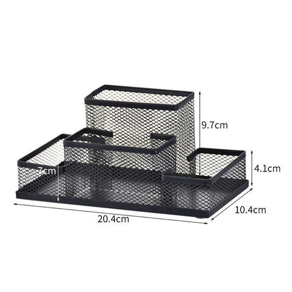 Mesh Desk Organizer Desktop Pen Holder 4 Compartments Metal Stationary Organizer Desk Caddy For Off K484-FQZOL_2C9NDTWB