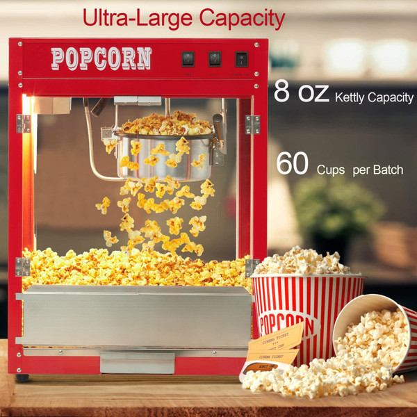 US GARVEE Popcorn Machine Extra Large Popcorn Popper Machine 8OZ Kettle with 10 PACK Popcorn Buckets K484-PHO_0X08KQ2Y_US