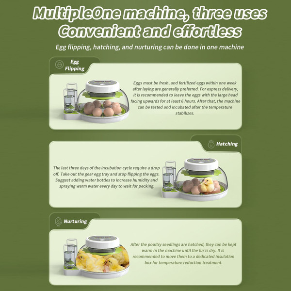 Egg Incubators with Automatic Temperature and Humidity Control, 360° Clear Egg Candler Egg Flipper  K484-FQZIN_DUW0G20V