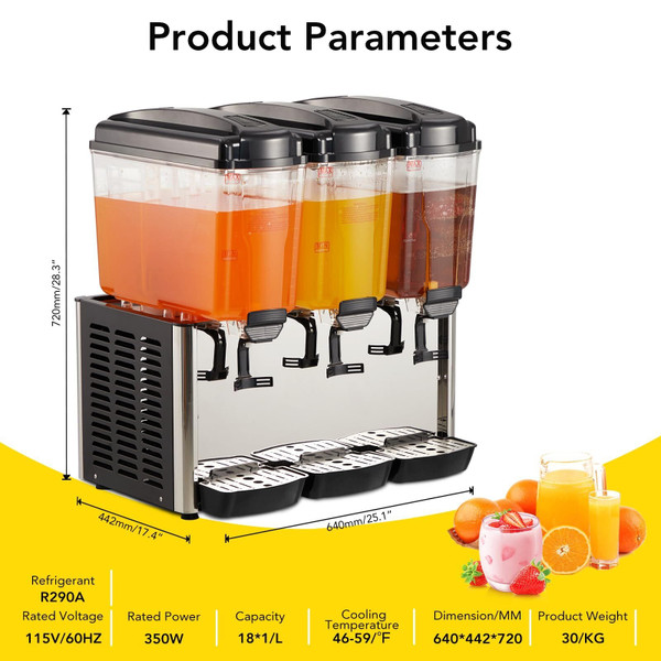 US GARVEE 54L Commercial Cold Beverage Dispenser 350W Stainless Steel Ice Tea Drink Dispenser Black K484-PHO_0YIG9TX7_US