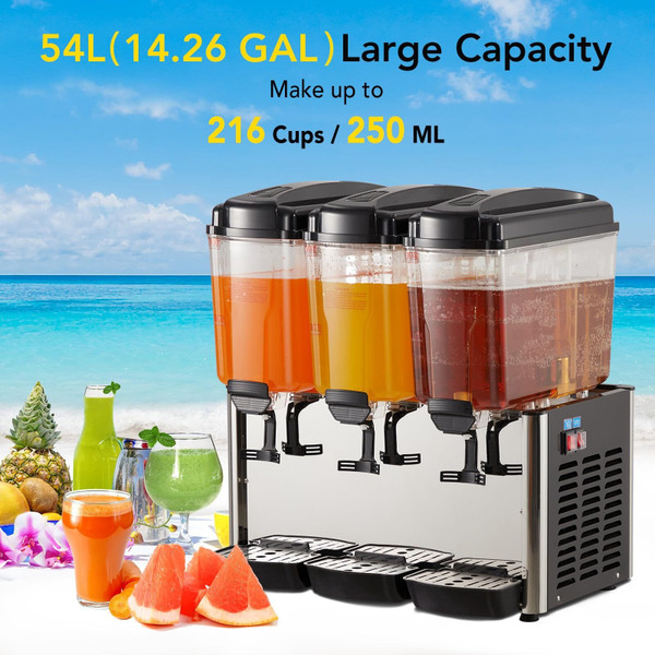 US GARVEE 54L Commercial Cold Beverage Dispenser 350W Stainless Steel Ice Tea Drink Dispenser Black K484-PHO_0YIG9TX7_US