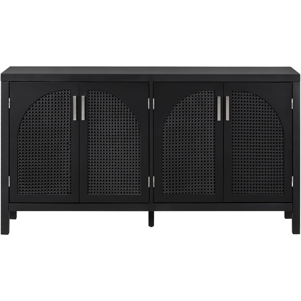 US Sideboard Cabinet With Rattan Door Metal Handles Adjustable Shelves 333lbs Load Capacity Multifu K484-PHO_11Z32QGJ_US