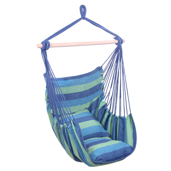 US Cotton Canvas Hanging Rope  Chair With Pillow Stripe Style Home Decoration Blue K484-PHO_0RT65TFP_US
