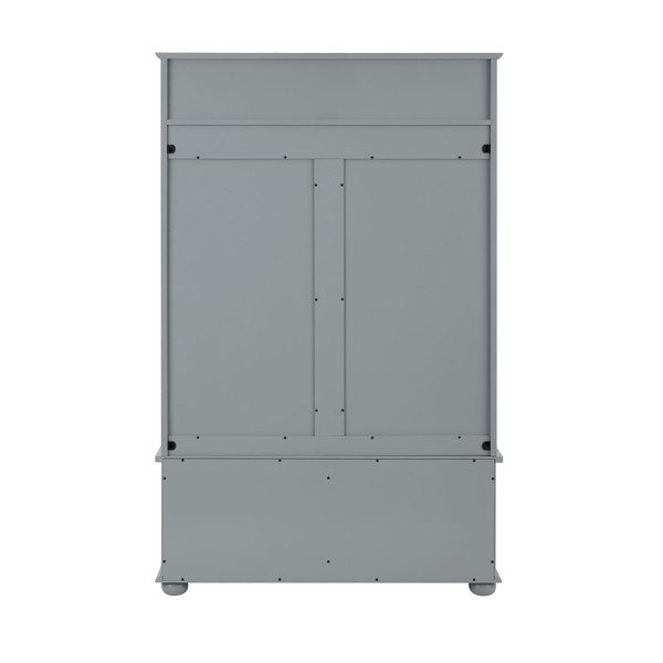 US Entryway Hall Tree With Storage Bench Open Shelves Coat Rack Hooks Shoe Cabinet For Hallway Entr K484-PHO_123IPYRA_US