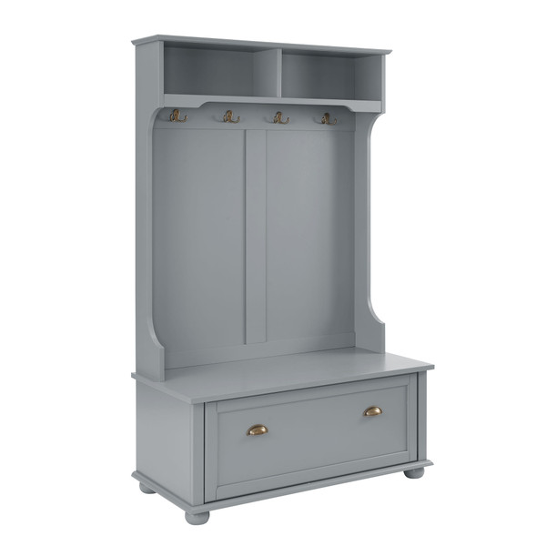 US Entryway Hall Tree With Storage Bench Open Shelves Coat Rack Hooks Shoe Cabinet For Hallway Entr K484-PHO_123IPYRA_US