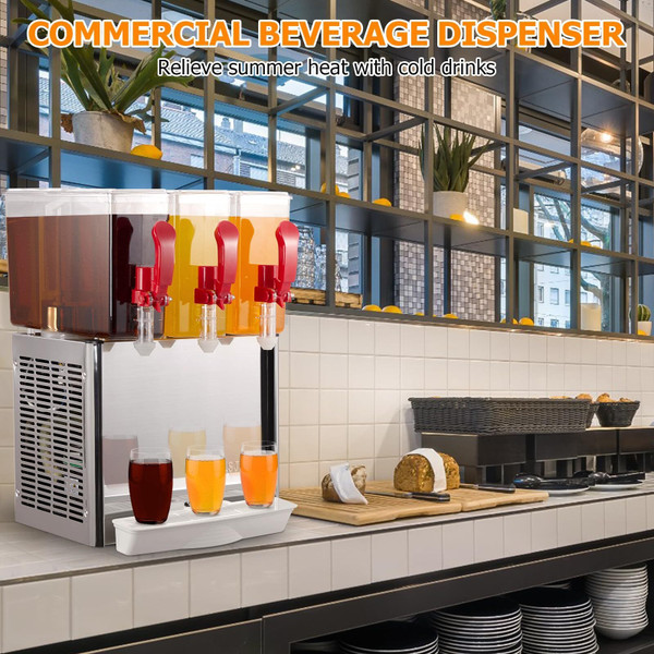 US GARVEE 10x3L Commercial Beverage Dispenser 320W Stainless Steel Food Grade Ice Tea Drink Dispens K484-PHO_0YH49ZXF_US