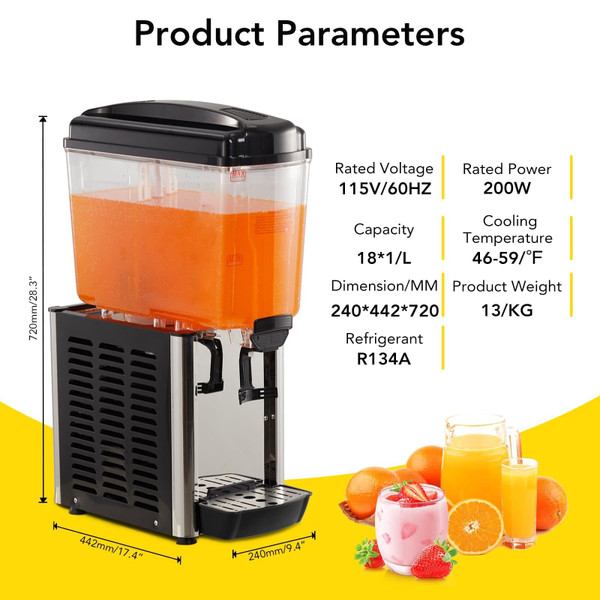 US GARVEE Commercial Beverage Dispenser 4.8 Gal Drink Dispenser With Thermostat Controller for Cold K484-PHO_0YIEDB7U_US