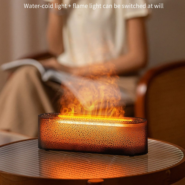 Aromatherapy Diffuser 150ml USB Flame Aromatherapy Machine with 7 LED Color Changing Lights DQ709 B K484-FQZHE_VE36J5E3