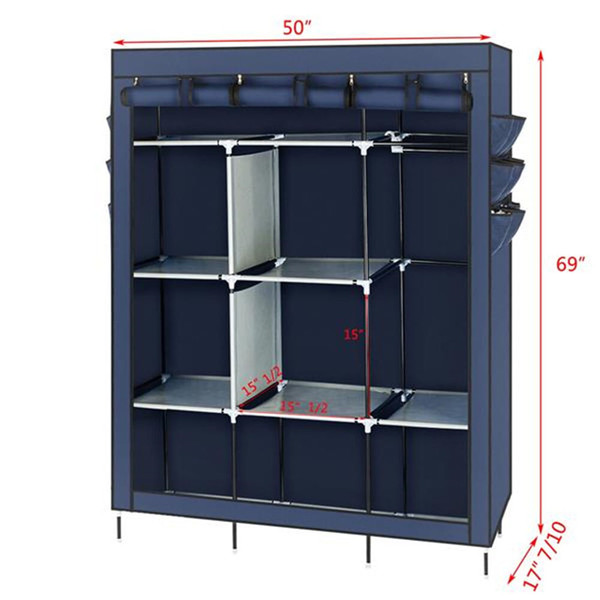 US Wardrobe Storage Closet Clothes Portable Wardrobe 69" Clothing Organizer Navy blue K484-PHO_0QZQ229W_US