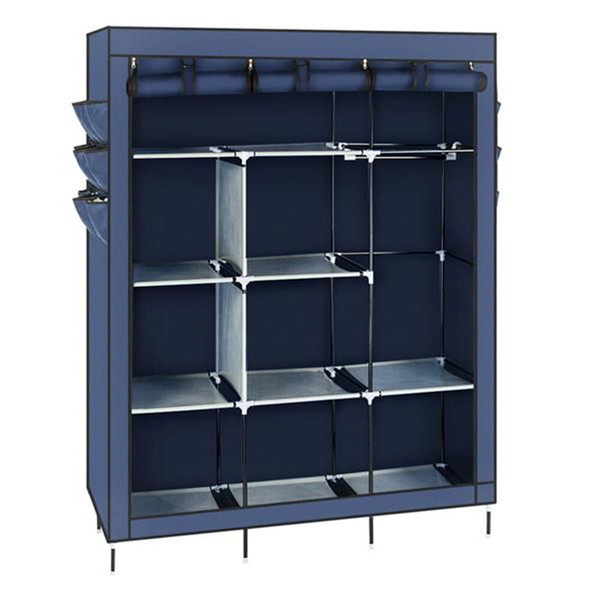 US Wardrobe Storage Closet Clothes Portable Wardrobe 69" Clothing Organizer Navy blue K484-PHO_0QZQ229W_US