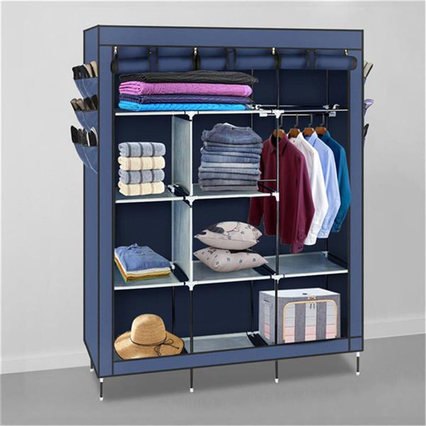 US Wardrobe Storage Closet Clothes Portable Wardrobe 69" Clothing Organizer Navy blue K484-PHO_0QZQ229W_US
