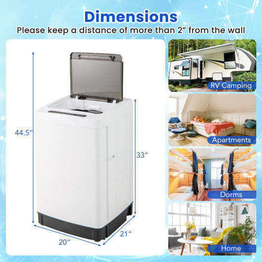 Full-Automatic Washing Machine Washer and Spin Combo-White - Color: White D681-FP10849WH