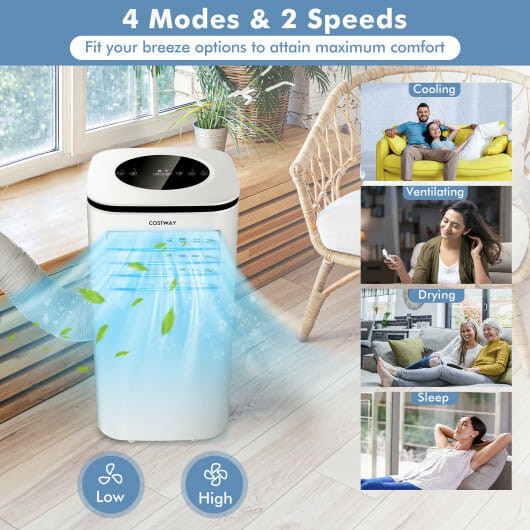 9000 BTU 3 in 1 Portable Air Conditioner with Fan and Dehumidifier-White - Color: White D681-ES10113US-WH