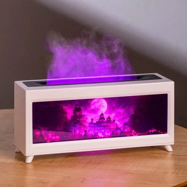 Color: Rust Red, Plug Type: EU - Home Fragrance Diffuser Simulated Fireplace Realistic Flames Aroma F640-12000044448376428