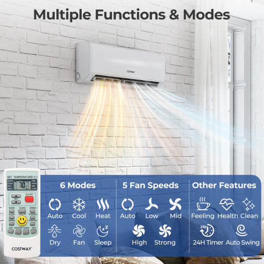 36000 BTU 2 Zone 23 SEER2 Mini Split Air Conditioner Wifi Enabled with Heat Pump-9K + 9K - Color: W D681-UltrEco-36K-06