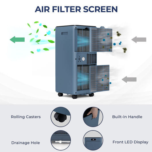 8000BTU 3-in-1 Portable Air Conditioner with Remote Control-Dark Blue - Color: Dark Blue D681-FP10119US-DB