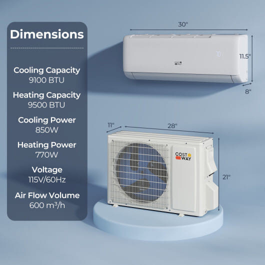 Airtural Series 9100 BTU 20.5 SEER2 WiFi Enabled Mini Split AC 115V Compatible with Alexa - Color:  D681-FP10899US-WH+