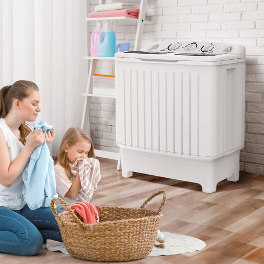 20 lbs Portable Washing Machine with Built-in Gravity Drain-Gray - Color: Gray D681-FP10771GR