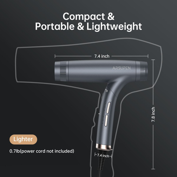 US GARVEE ARSUPEN Professional Hair Dryer Lightweight Foldable Dual Ionic Blow Dryer High Speed for K484-PBE_0BO7S3SH_US