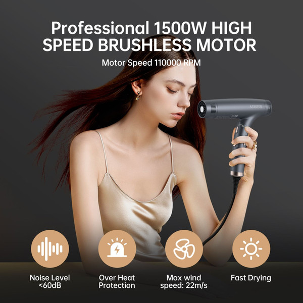 US GARVEE ARSUPEN Professional Hair Dryer Lightweight Foldable Dual Ionic Blow Dryer High Speed for K484-PBE_0BO7S3SH_US
