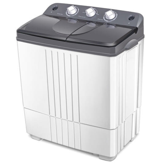 20 lbs Portable Semi-Automatic Twin-tub Washing Machine - Color: Gray D681-FP10354