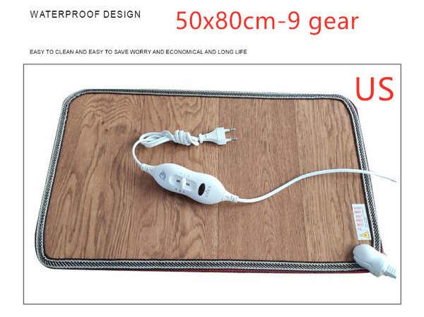 Size: 50x80cm, quantity: 9 gear-US, Model:  - Leather Heating Foot Mat Warmer Electric Heating Pads Q119-CJJZJYGR00088-50x80cm-9 gear-US