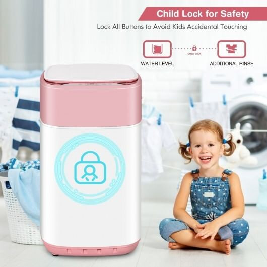 8lbs Portable Fully Automatic Washing Machine with Drain Pump-Pink - Color: Pink D681-EP24898PI