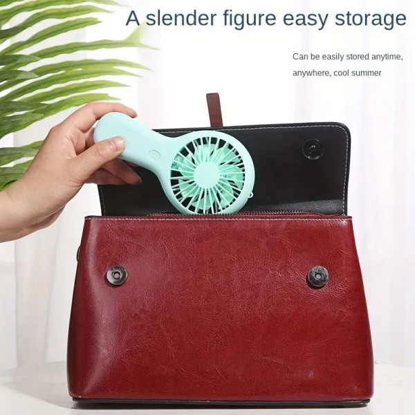 Color: Blue - 800mAh Mini Portable Pocket Handheld Fan USB Charging Rechargeable Cool Air Travel Co F640-12000037963398297
