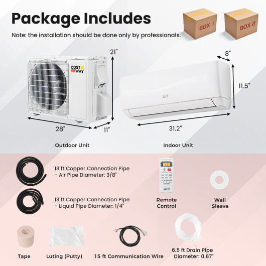 Blast Series 9000 BTU 19 SEER2 115V Ductless Mini Split Air Conditioner and Heater - Color: White - D681-FP10874US-WH+