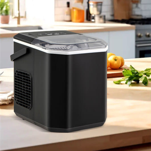 Ice Maker Countertop with Self-Cleaning for Home Kitchen Office Party-Black - Color: Black D681-ES10379US-BK