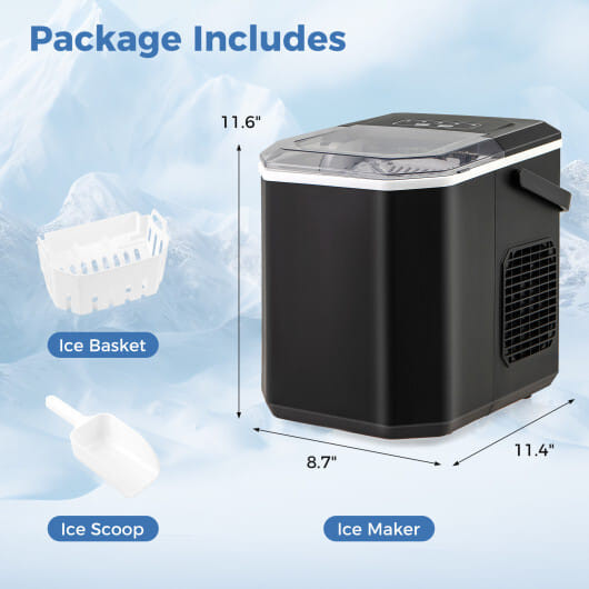 Ice Maker Countertop with Self-Cleaning for Home Kitchen Office Party-Black - Color: Black D681-ES10379US-BK