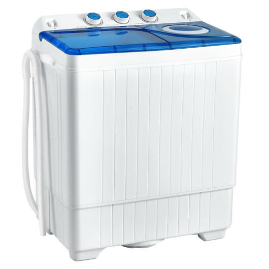26 LBS Twin Tub Portable Washing Machine with Built-In Drain Pump-Gray B593-FP10200US