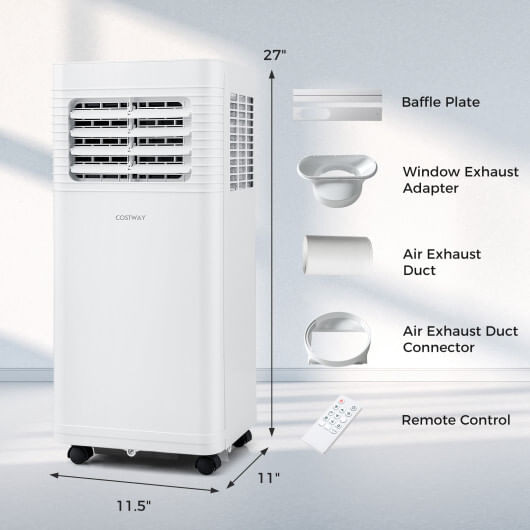 9000 BTU Portable Air Conditioner 3 in 1 AC Unit with Fan and Dehumidifier - Color: White - Size: 9 D681-FP10740US-WH
