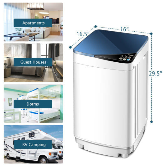Full-Automatic Washing Machine with Built-in Barrel Light-Blue - Color: Blue D681-FP10246BL