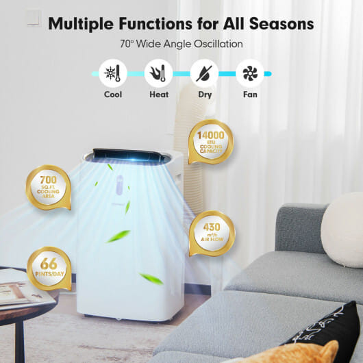 14000 BTU Portable Air Conditioner with APP and WiFi Control-White - Color: White D681-FP10116US-WH