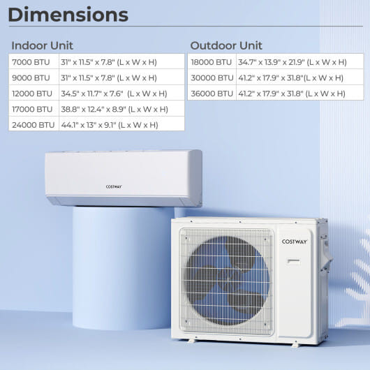 36000 BTU 3 Zone 23 SEER2 Mini Split Air Conditioner Wifi Enabled with Heat Pump-9K + 12K + 18K - C D681-UltrEco-36K-35
