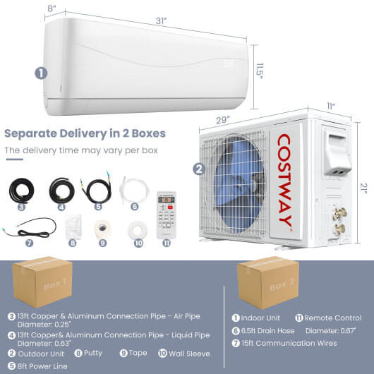 Blast Series 12000 BTU 17 SEER2 208-230V Ductless Mini Split Air Conditioner and Heater - Color: Wh D681-FP10293US-WH+